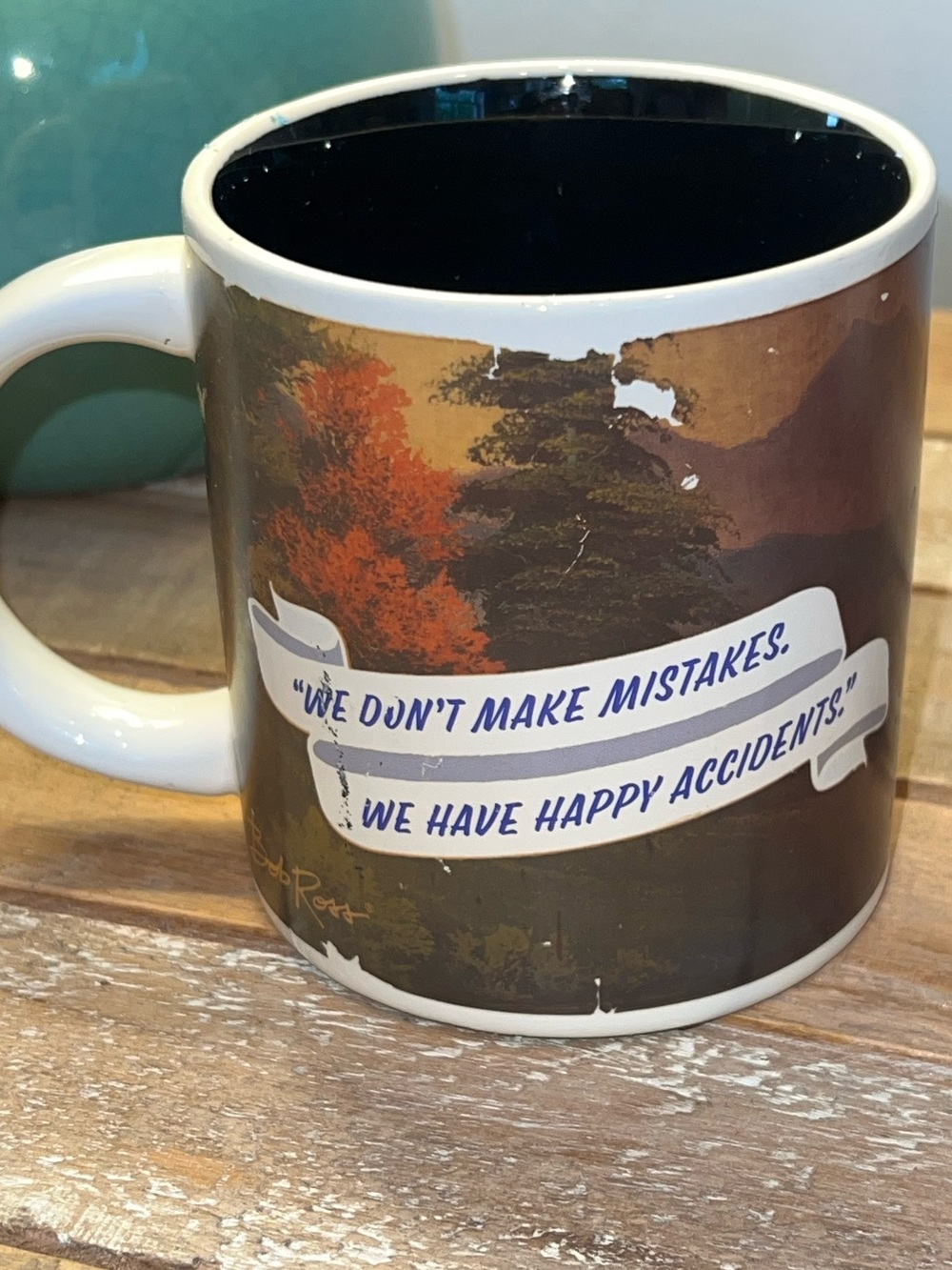 BOB ROSS Ceramic Coffee Mug in Brown with Inspirational Quote